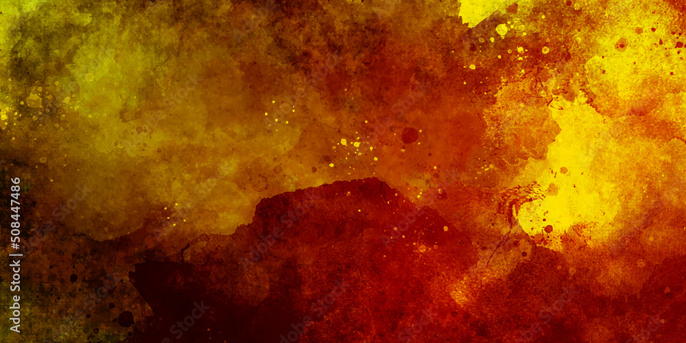 Fototapeta premium Red and yellow background and abstract background, uneven surface, coating abstract blaze fire flame texture or background. Wall grunge texture with red tones. Vintage red abstract grunge.