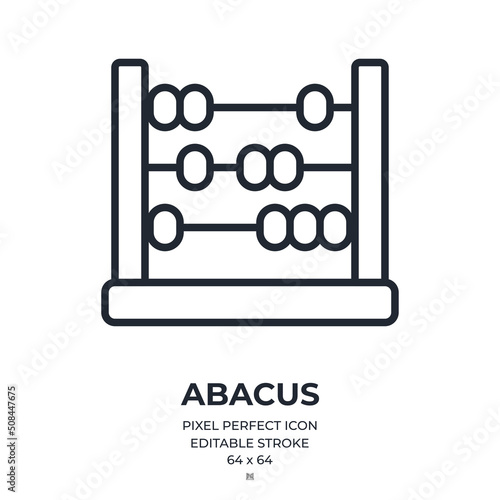 Abacus editable stroke outline icon isolated on white background flat vector illustration. Pixel perfect. 64 x 64.