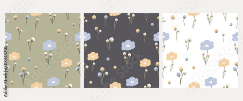seamless flower pattern collection. Design for planner, cover, fabric, decoration, stationery. Vector