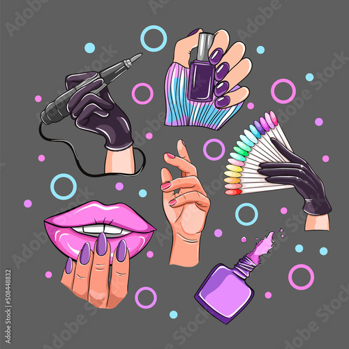 Nails and manicure concept vector illustration art