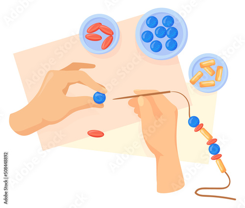 Beads making hand craft. Creative hobby icon