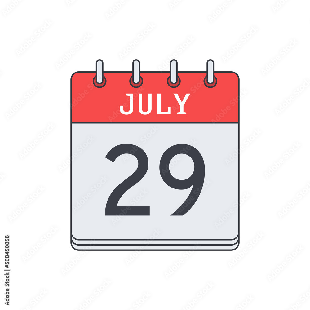 July 29. Calendar icon. Vector illustration, flat design.. July 29. Calendar icon. Vector illustration, flat design..