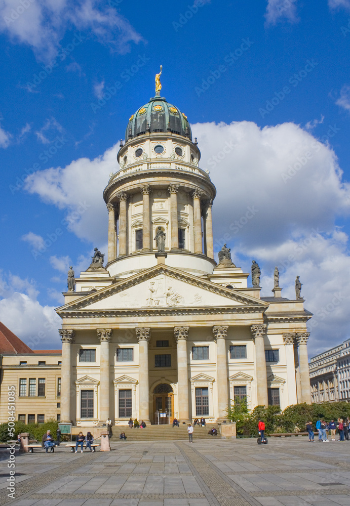 French cathedral and Concert Hall (Konzerthaus Berlin) on Gendarmenmarkt Square in Berlin