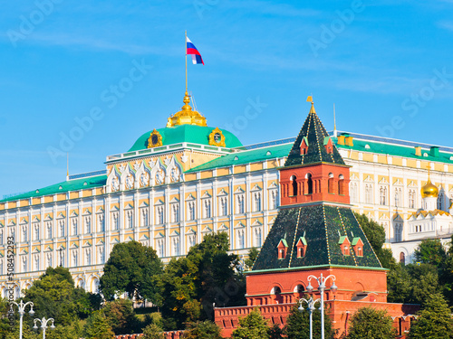 The Grand Kremlin Palace. Sunny summer morning. Moscow. Russia
