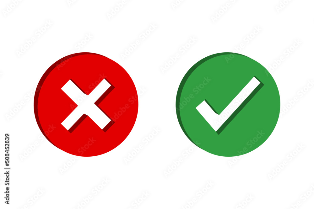 3d tick and cross icon design 3d tick and cross icon design