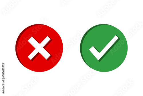 3d tick and cross icon design