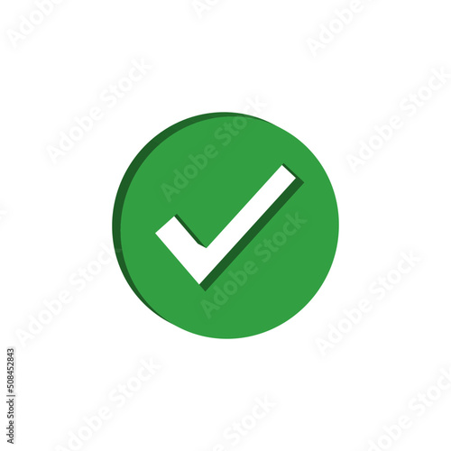 3d green check mark button icon