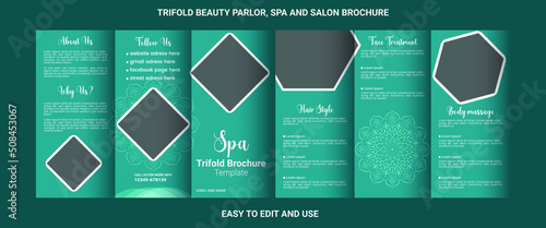 Trifold premium template brochure design for spa, salon, and beauty parlor latest modern trend.