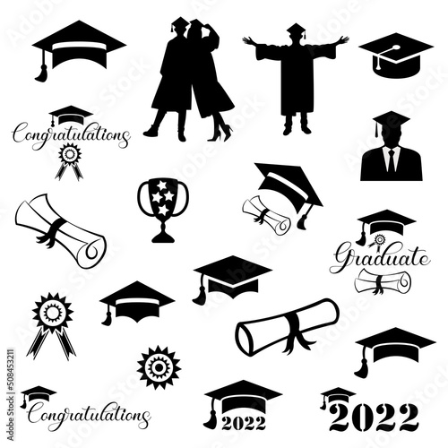 graduation icon set