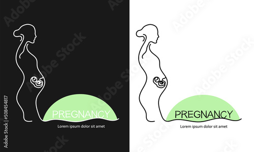 Logo of a pregnant woman with a baby or an icon of a maternity hospital. The concept of gynecological Medical research and obstetrics. vector illustration design