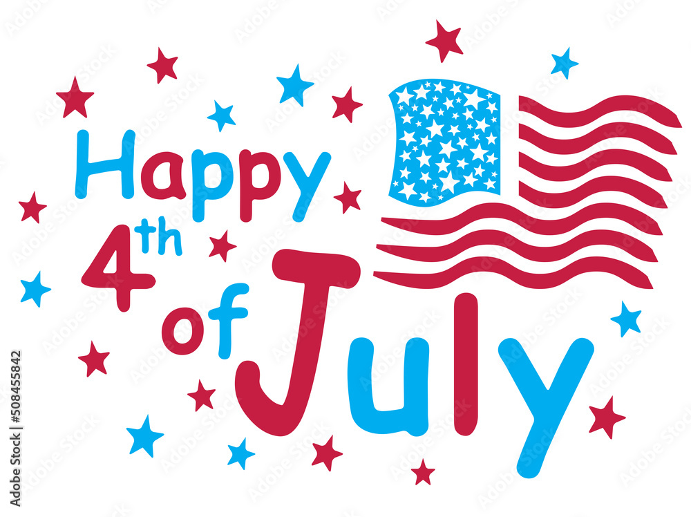 Obraz premium vector illustration of happy 4th of July.