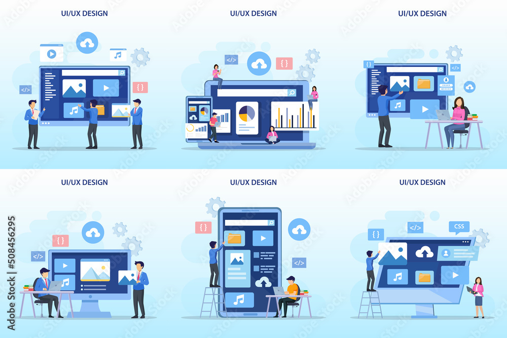 UI UX design concept, Creating an application design, content and text place, Vector illustration UI UX design concept, Creating an application design, content and text place, Vector illustration