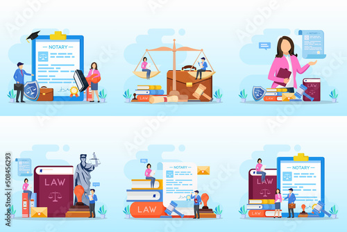 Notary services and legal assistance flat vector illustration. photo