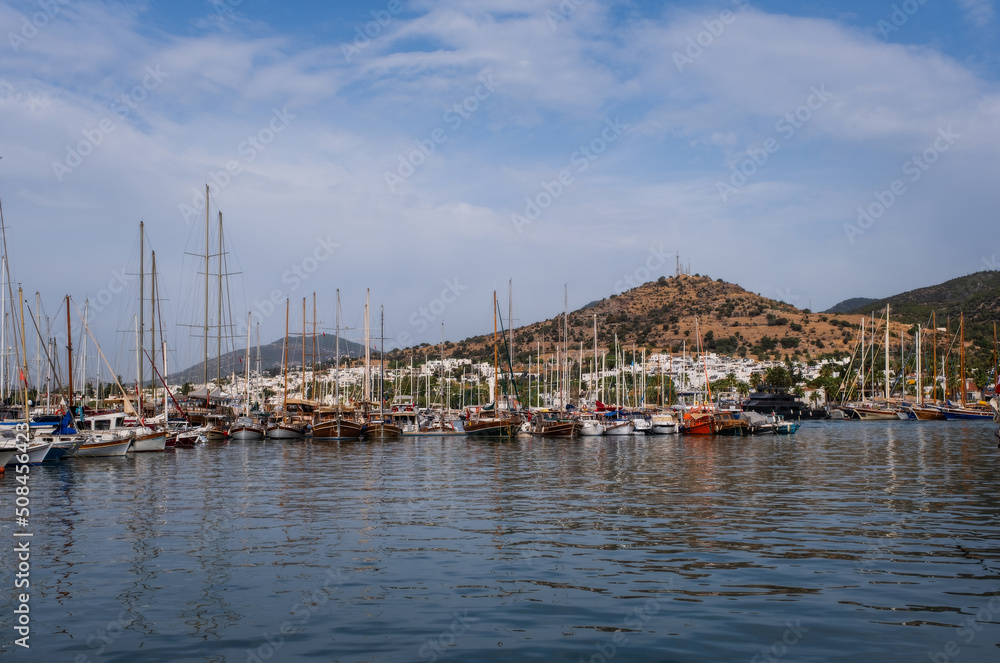 Bodrum Town and Marina in Turkey. October 2020