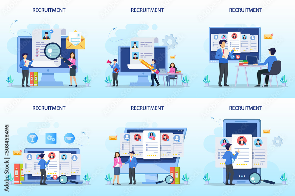 Recruitment Vector Illustration, we are hiring Flat vector template Style Suitable for Web Landing Page, Background. Recruitment Vector Illustration, we are hiring Flat vector template Style Suitable for Web Landing Page, Background.