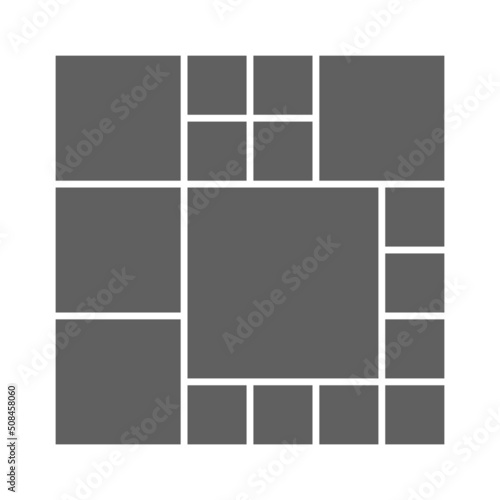 16 templates square and round photo content, picture vector frames. Board of Directors and Branding Presentation. creative theme. Emotion board. 16 photos. Poster frame mockup. Collage concept.