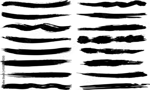 Wallpaper Mural black ink brush stroke abstract black paint artistic textured element collection set Torontodigital.ca