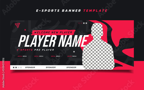 Esports Gaming Banner Template with Logo for Social Media