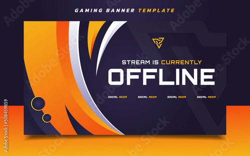 Stream Offline Gaming Banner Screen Template with Logo for Social Media