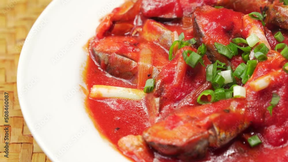 Special Chinese Food Stewed Mackerel in Tomato Sauce Special Chinese Food Stewed Mackerel in Tomato Sauce