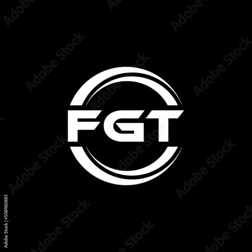 FGT letter logo design with black background in illustrator, vector logo modern alphabet font overlap style. calligraphy designs for logo, Poster, Invitation, etc. photo