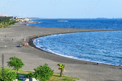 Aerial view of Cijin Beach at Cijin Island, Kaohsiung, Taiwan photo