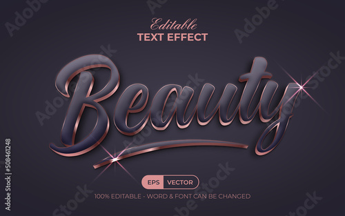 Beauty text effect rose gold style. Editable text effect.