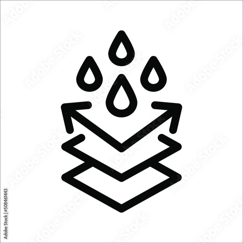 Water repellent surface line icon. Waterproof symbol concept isolated on white background. Vector illustration