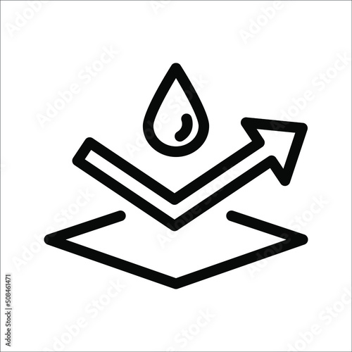 Water repellent surface line icon. Waterproof symbol concept isolated on white background. Vector illustration