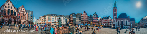 panoramic view of old town Römerberg in Frankfurt am Main photo