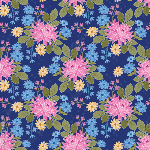 Sweet colorful flowers seamless pattern. Can be used for fabric textile wallpaper.