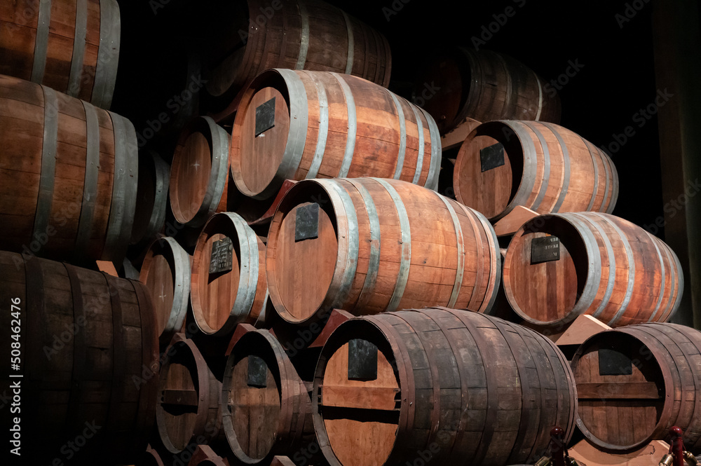 Old and modern equipment for distillation of strong alcoholic apple drink calvados in Normandy, Calvados region, France