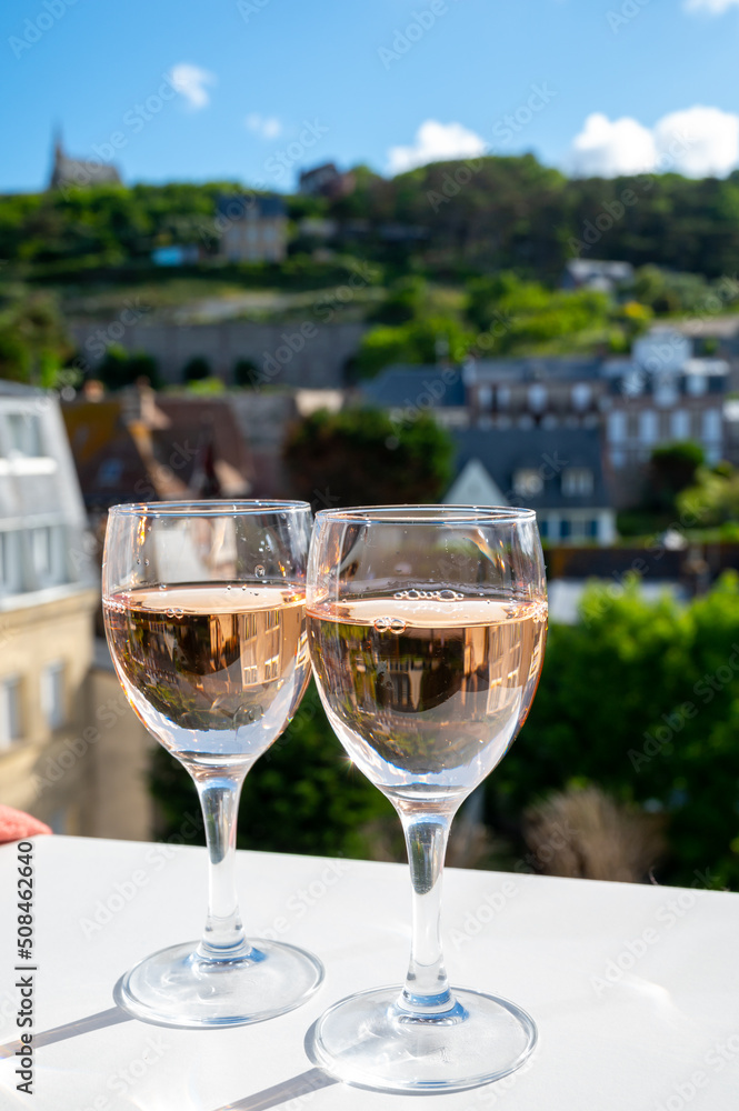 Two glasses with rose d'anjou wine from Loire valley, France Two glasses with rose d'anjou wine from Loire valley, France