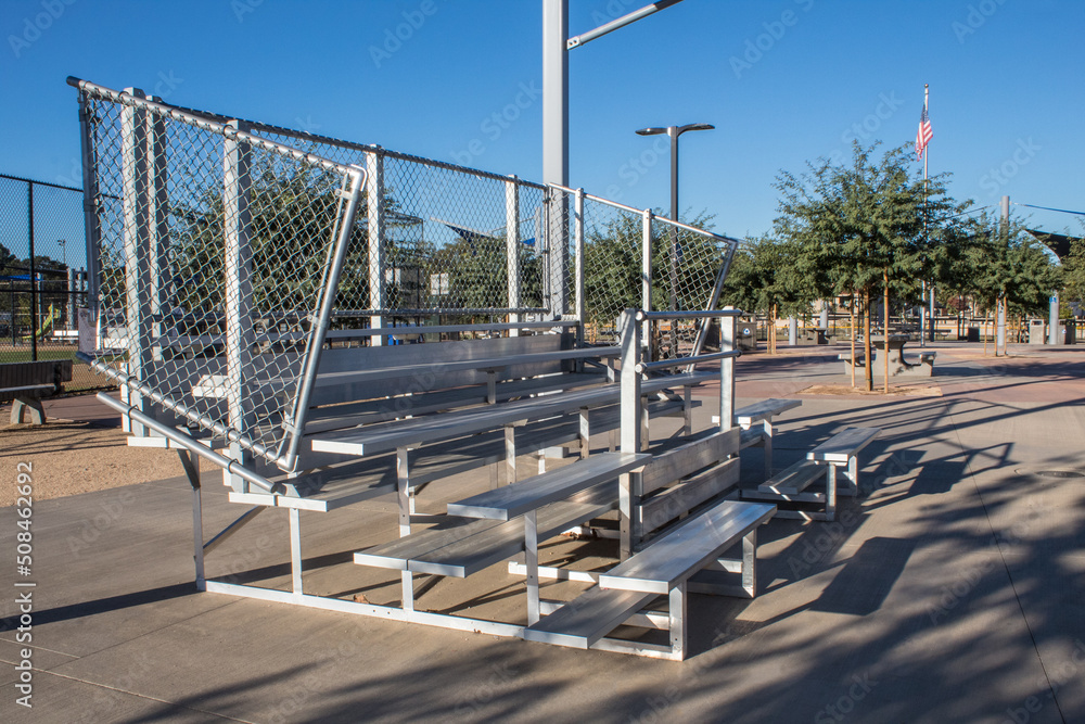 Side view of bleachers at a baseball field. Stock Photo | Adobe Stock