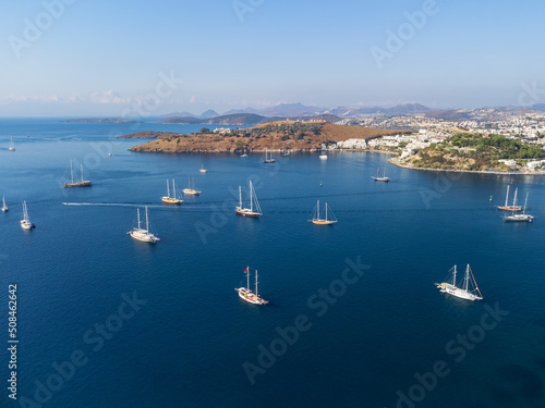 Aerial view of Bodrum Harbor in Turkey