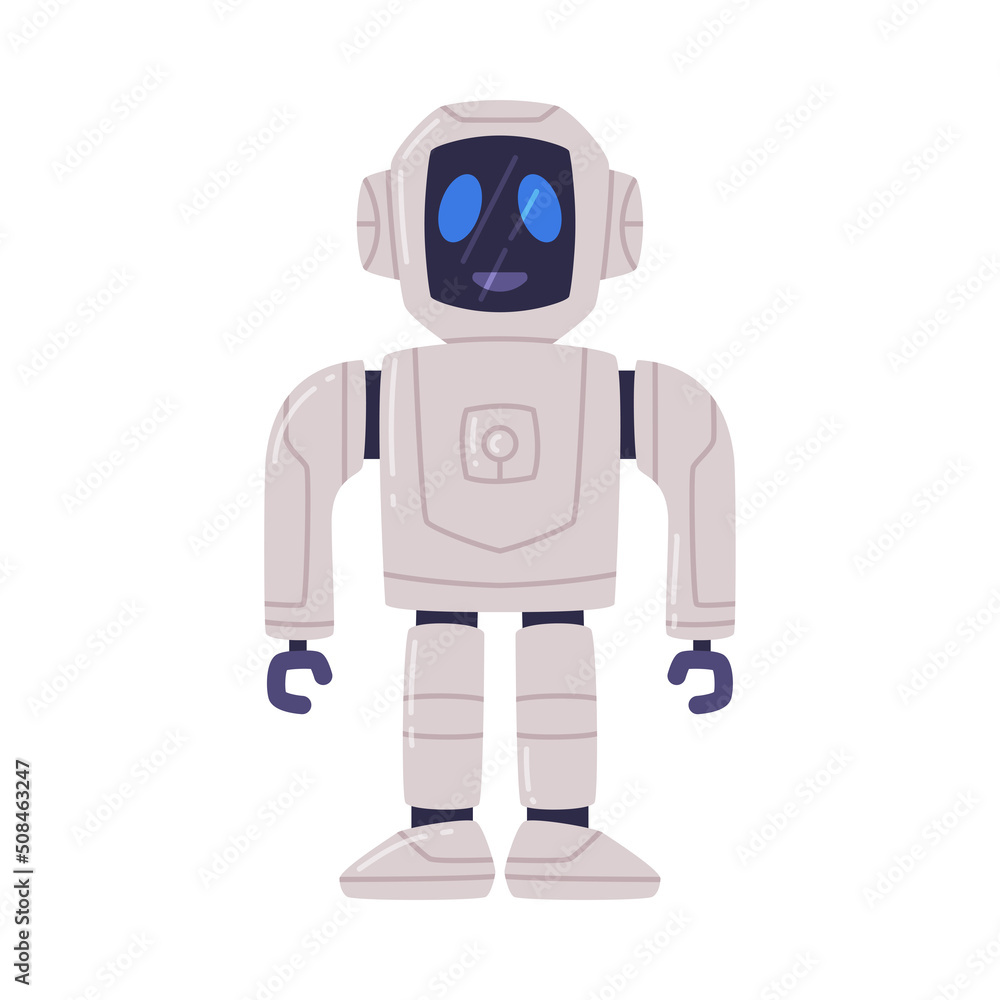 Metal Robot Machine with Limbs for Labor Automation Vector Illustration Metal Robot Machine with Limbs for Labor Automation Vector Illustration