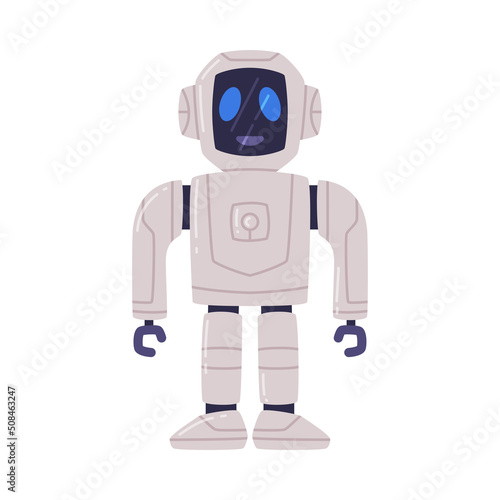 Metal Robot Machine with Limbs for Labor Automation Vector Illustration