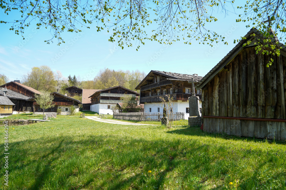 Fototapeta premium farm house in Bavaria with many details from the roof to wooden windows and doors