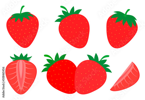 Fototapeta Naklejka Na Ścianę i Meble -  Set strawberry slices vector Illustration