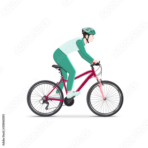 Fototapeta Naklejka Na Ścianę i Meble -  Vector cyclist in a helmet on a bicycle isolated