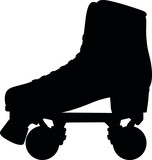 Roller skates shoes derby, Boots retro old school sport. Detailed realistic silhouette