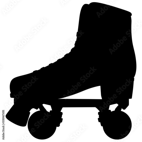 Roller skates shoes derby, Boots retro old school sport. Detailed realistic silhouette