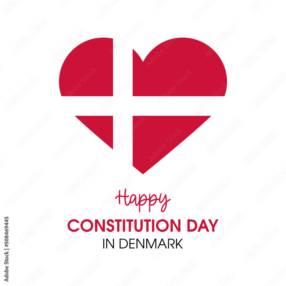 Happy Constitution Day in Denmark vector. Flag of Denmark in heart shape vector. Danish flag icon isolated on a white background. Constitution Day June 5. Important day Happy Constitution Day in Denmark vector. Flag of Denmark in heart shape vector. Danish flag icon isolated on a white background. Constitution Day June 5. Important day