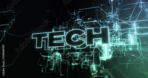 Image of tech text over black background