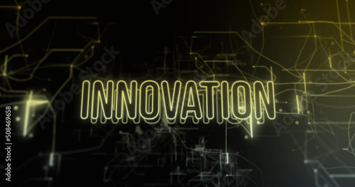 Image of innovation text over black background