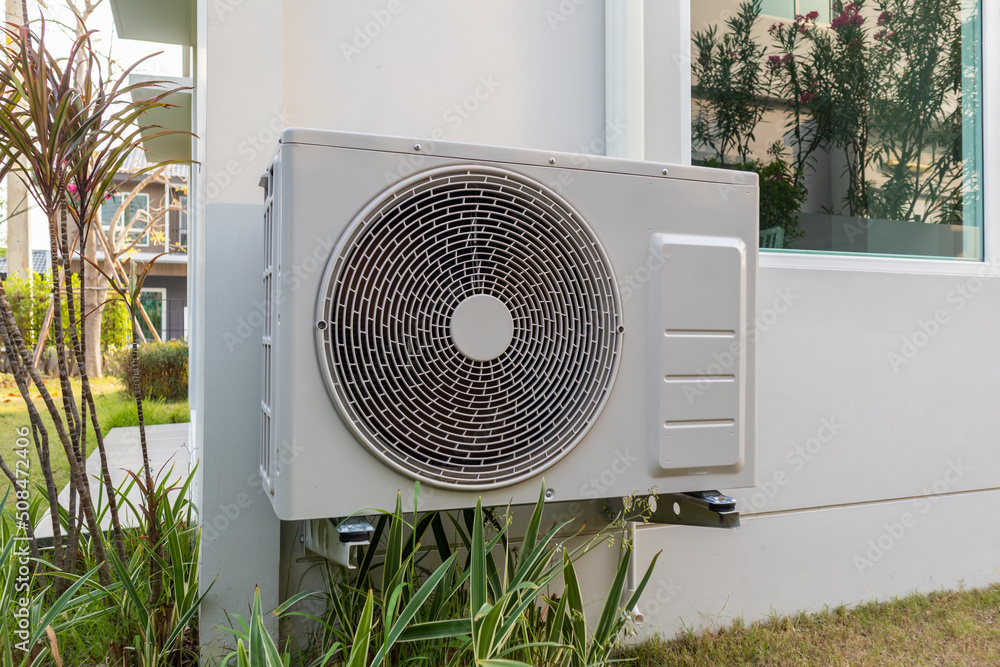 Air condition outdoor unit compressor install outside the house Air condition outdoor unit compressor install outside the house