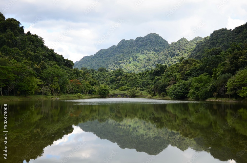Serene landscape of the lake in Cuc Phuong National Park, Vietnam