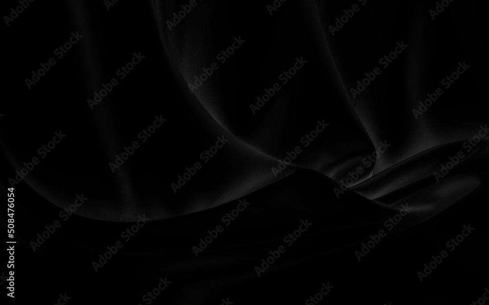 Fototapeta premium Black gray satin dark fabric texture luxurious shiny that is abstract silk cloth background with patterns soft waves blur beautiful.