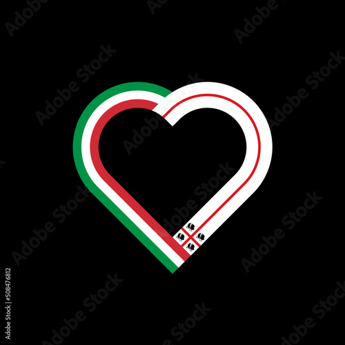 unity concept. heart ribbon icon of italy and sardinia flags. vector illustration isolated on black background