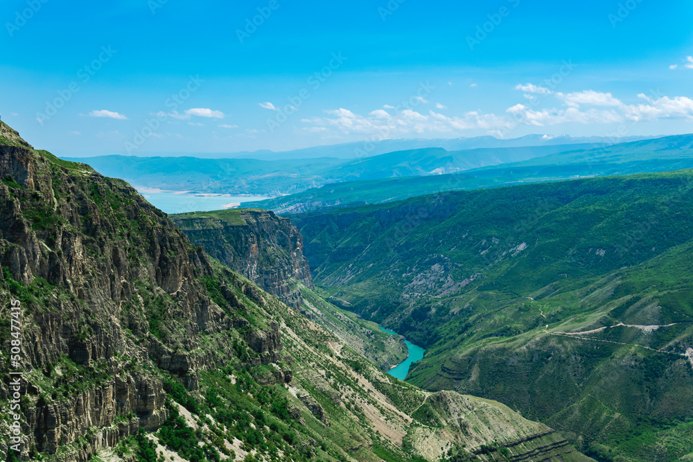 mountain landscape, view of the canyon of the Sulak river in Dagestan